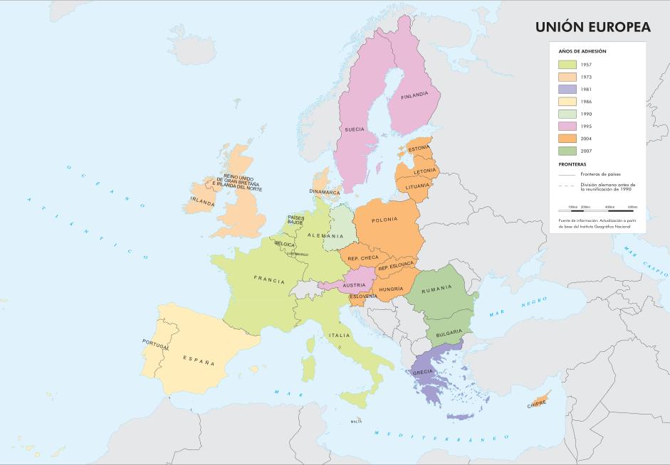 Mapa de países de la Unión Europea