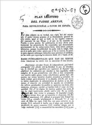 Plan legítimo del Padre Arenas, para revolucionar a favor de España