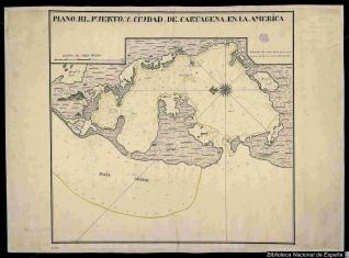 Plano del Puerto y Ciudad de Cartagena en la America