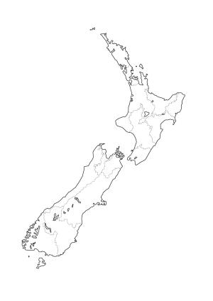 Mapa con la división política de Nueva Zelanda. Freemap