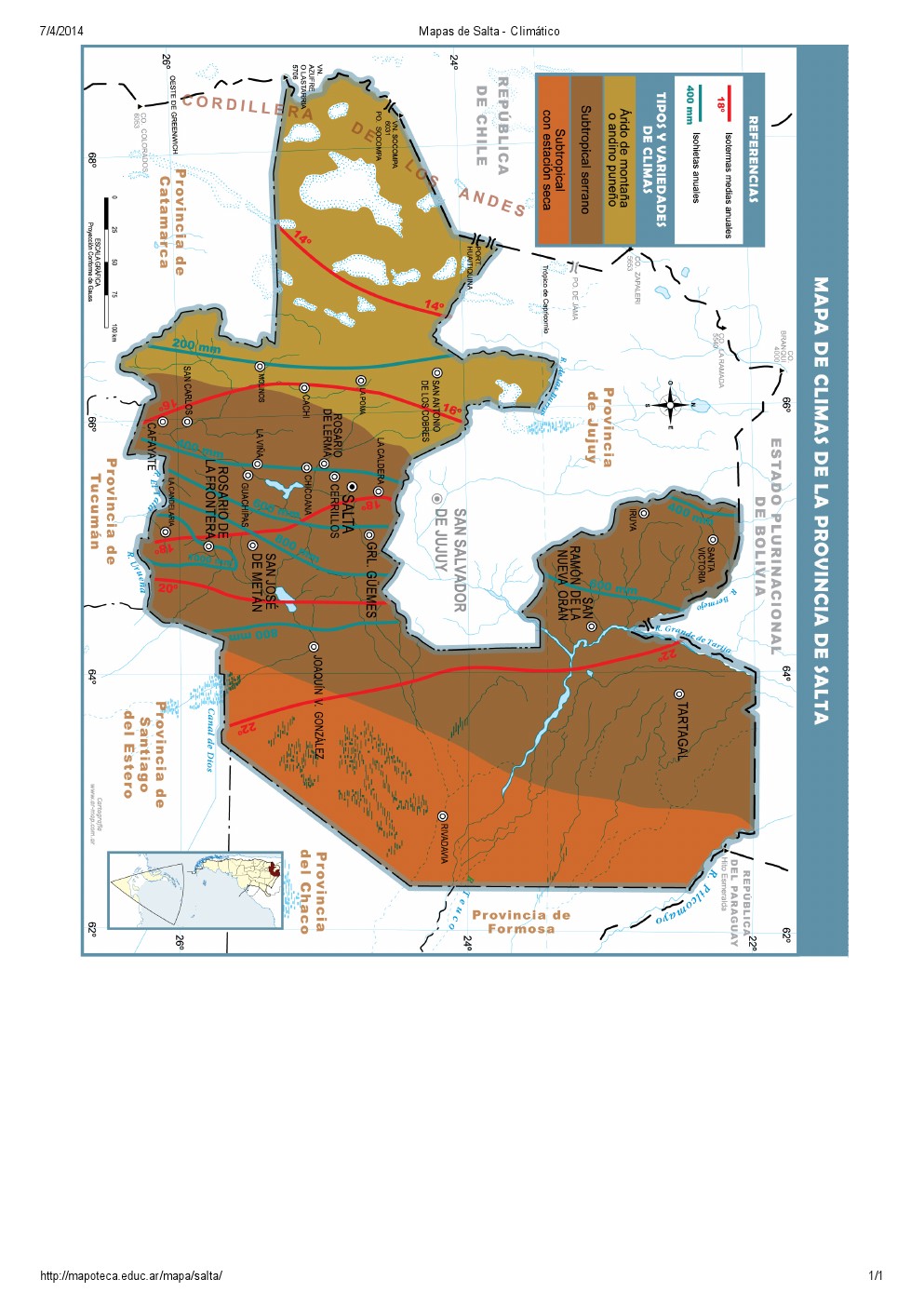Mapa climático de Salta. Mapoteca de Educ.ar