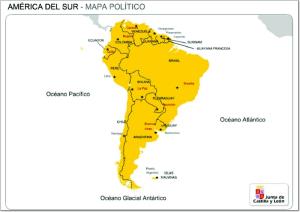 Mapa de países y capitales de Sudamérica. JCyL