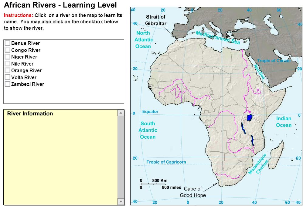 Rivers of Africa. Tutorial. Sheppard Software