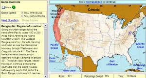 Geographic regions of United States. Game. Sheppard Software