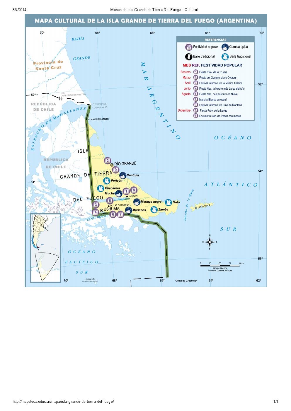 Mapa cultural de Isla Grande de Tierra del Fuego. Mapoteca de Educ.ar