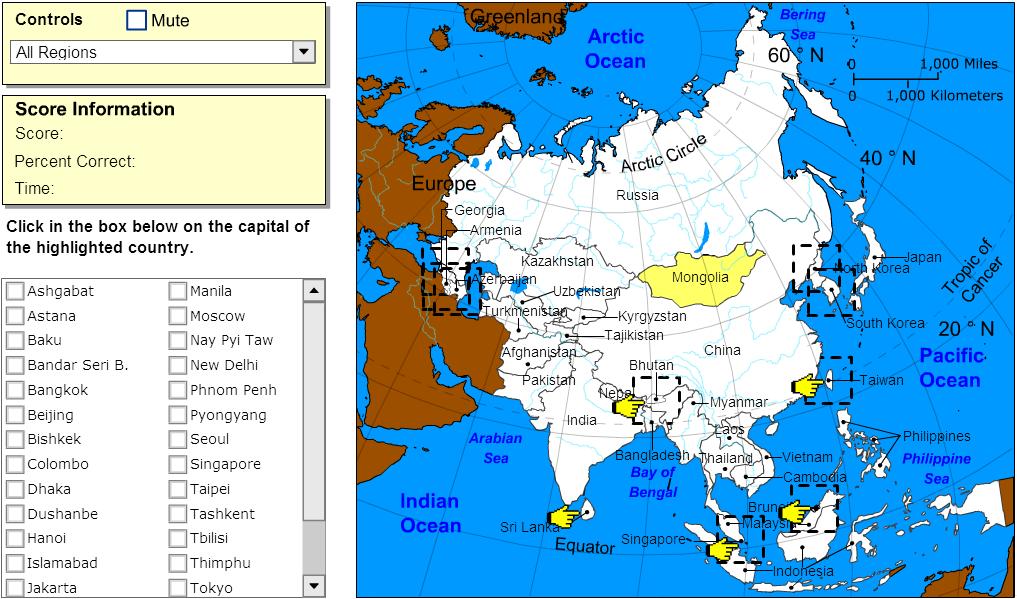 Capitals of Asia. Expert. Sheppard Software