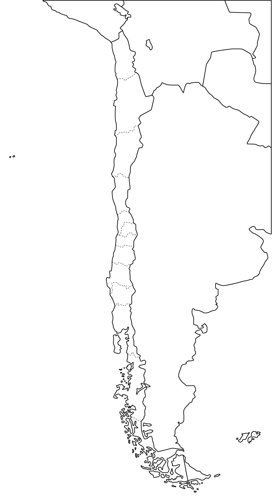 Mapa de regiones de Chile. Freemap