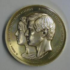 Medalla conmemorativa del matrimonio de Pedro V de Portugal con princesa Estefanía de Hohenzollern-Sigmaringen