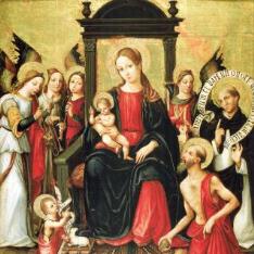 Virgen con el Niño rodeada de ángeles, San Vicente Ferrer y San Jerónimo