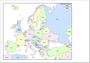 Mapa de países de Europa. d-maps