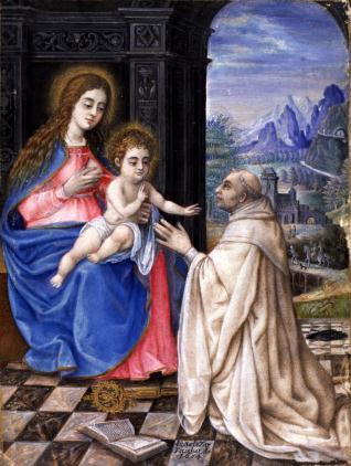 Virgen con el Niño adorados por San Bernardo