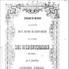 Discurso pronunciado en el Teatro de Nuevo-México la noche del 15 de setiembre de 1851h[Texto impreso