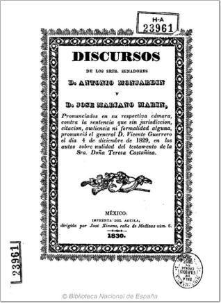 Discursos de los Sres. Senadores D. Antonio Monjardin y D. Jose Mariano Marin