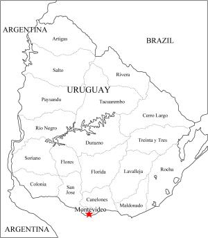 Mapa de departamentos de Uruguay. Freemap