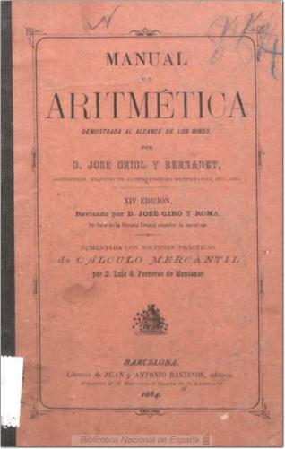 Manual de aritmética demostrada al alcance de los niños