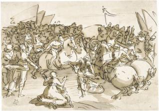 Hersilia media para evitar la batalla entre los romanos y los sabinos