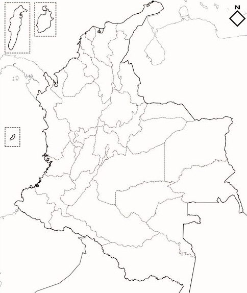 Mapa de departamentos de Colombia. Blographos