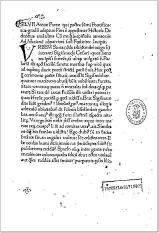 Historia de duobus amantibus Eurialo et Lucretia