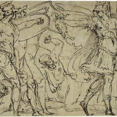 Perseo petrificando a Fineo y a sus guerreros
