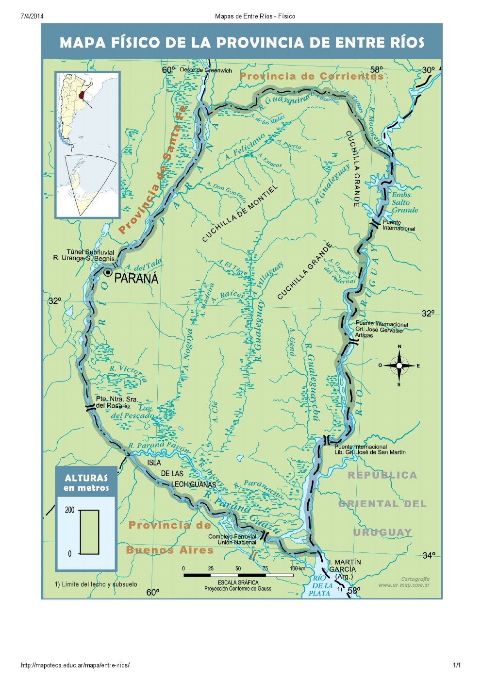 Mapa de ríos de Entre Ríos. Mapoteca de Educ.ar