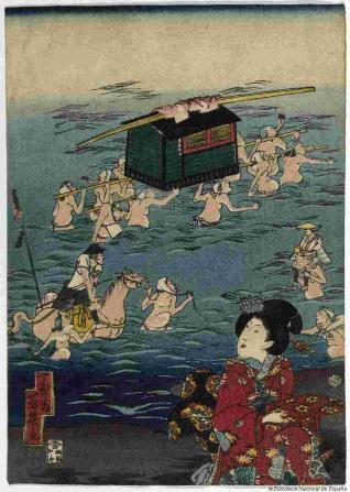 El príncipe Mitsuuji en el río Oigawa