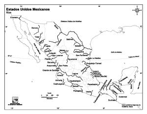 Mapa de ríos de México. INEGI de México