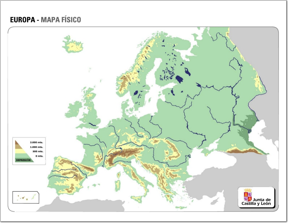 Mapa de relieve de Europa. JCyL