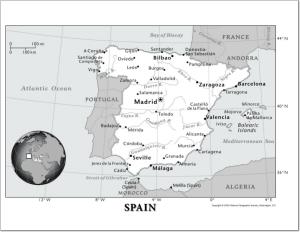 Mapa de ciudades y ríos de España. National Geographic