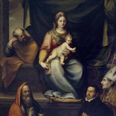 La Sagrada Familia, San Ildefonso, San Juan Evangelista y el maestro Alonso de Villegas