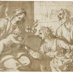Interior con la Virgen, el Niño, San Marcos y la  alegoría de Venecia