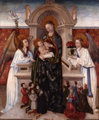 Virgen con el Niño, ángeles y familia de donantes