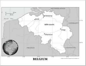 Mapa de ríos de Bélgica. National Geographic