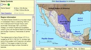 Geographic regions of Mexico. Game. Sheppard Software