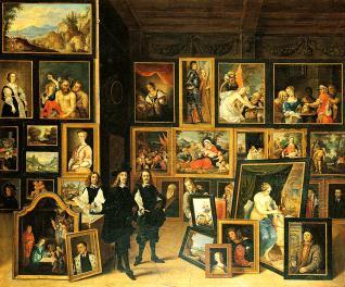La visita del Archiduque Leopoldo Guillermo a su gabinete, acompañado de David Teniers el joven