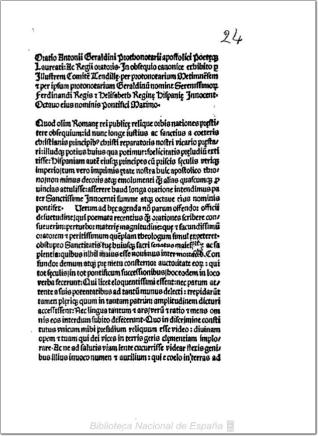 Oratio in obsequio Ferdinandi et Elisabeth, Hispaniarum regis et reginae, ad Innocentium VIII. anno 1486 habita