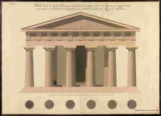 Alzado y planta del templo de Neptuno en Paestum