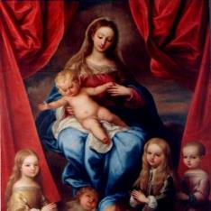 Virgen con el Niño y retratos