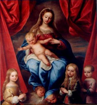 Virgen con el Niño y retratos