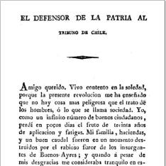 El Defensor de la Patria al Tribuno de Chile