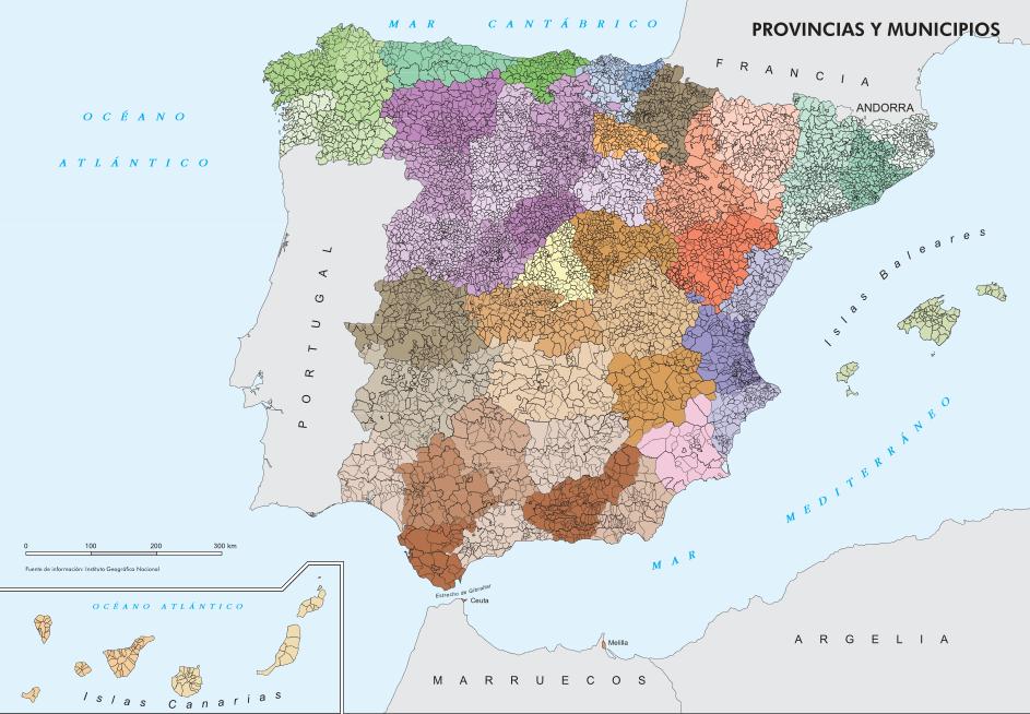 Mapa de provincias y municipios de España