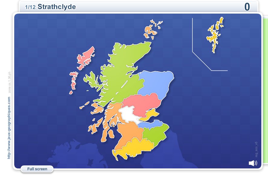 Regions of Scotland . Geography map games
