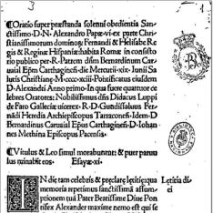 Oratio ad Alexandrum VI. nomine Ferdinandi et Isabellac, regis et reginae Hispaniensium