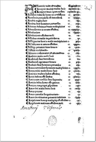 Aurea Biblia, seu Distinctiones exemplorum vel Repertorium in historias figurasque Veteris et Novi Testamenti «Abstinentia primo est meriti»