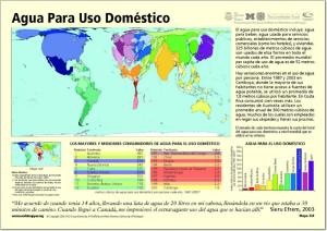Mapa de países del Mundo. Agua para uso doméstico. Worldmapper