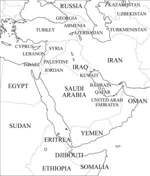 Mapa de países de Oriente Medio. Freemap