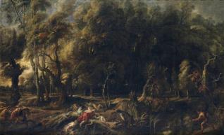 Atalanta y Meleagro cazando el jabalí de Calidón