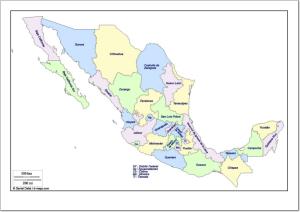 Mapa de estados de México. d-maps