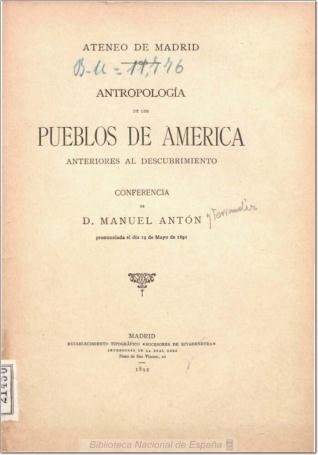 Antropología de los pueblos de América anteriores al descubrimiento