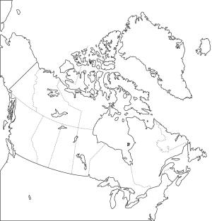 Mapa de provincias y territorios de Canadá. Freemap