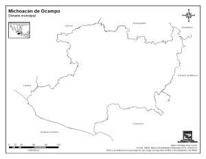 Mapa mudo de Michoacán de Ocampo. INEGI de México